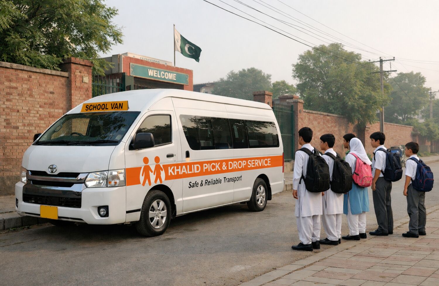 Pick and drop service arriving on time for student pickup