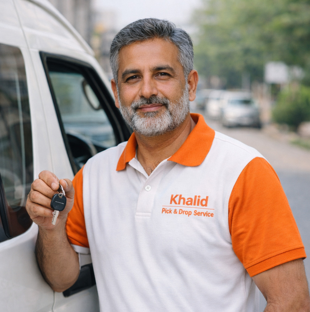 Experienced Pakistani van driver for daily pick and drop service, ensuring safe, punctual, and reliable transportation for students and offices